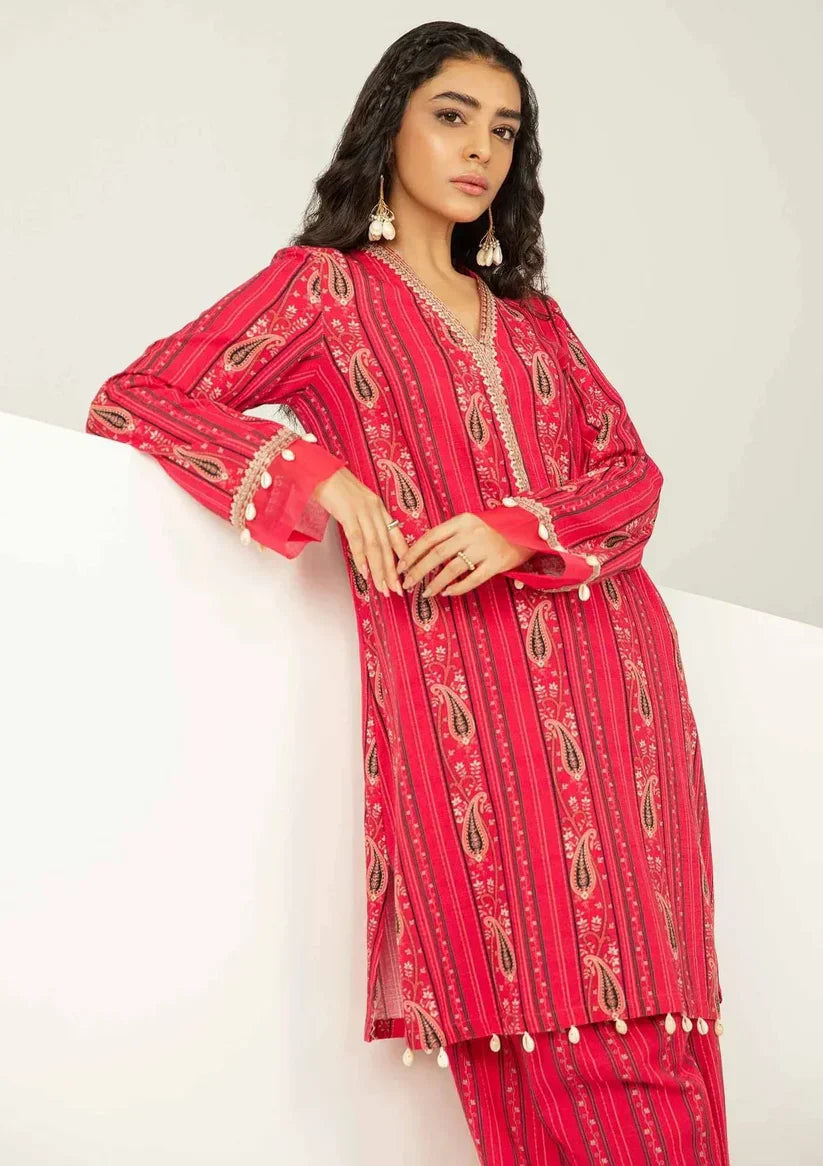 red fancy Embroidered 3PC LD-0003