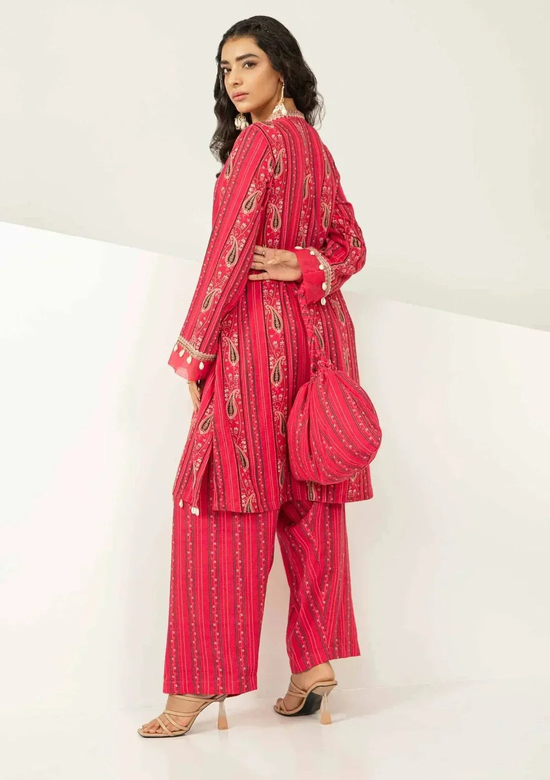 red fancy Embroidered 3PC LD-0003