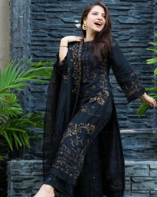 Black Dana Embroided 3PC LD-0008