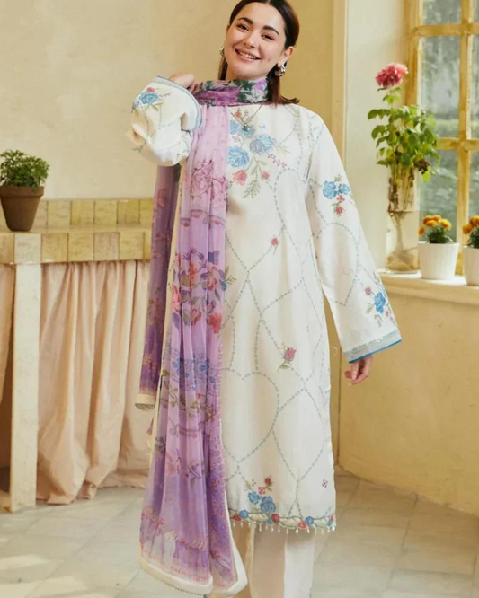 Coco White Embroidered 3PC LD-0006