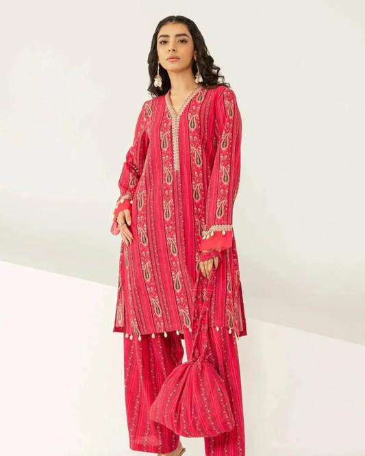 red fancy Embroidered 3PC LD-0003