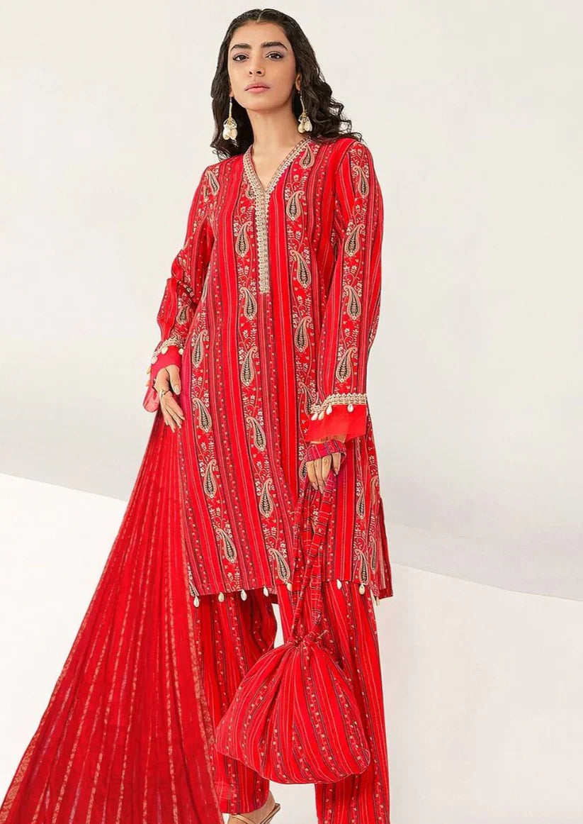 red fancy Embroidered 3PC LD-0003